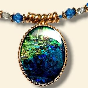 📿Elegant Gold, Blue and Green Necklace & Erring Set by KC